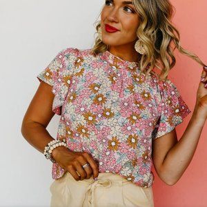 Floral Spring Short Sleeve Blouse